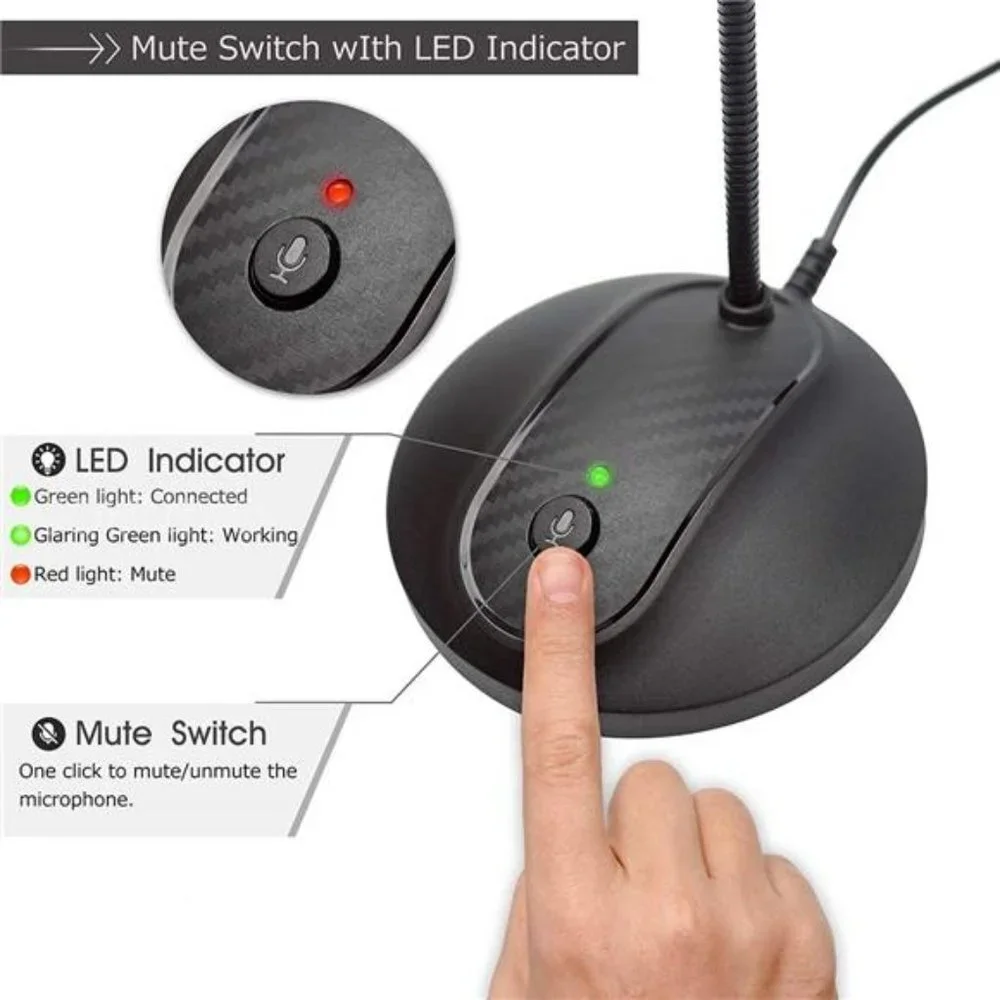 USB Microphone, Computer PC Microphone with Mute Button for Streaming,Podcasting